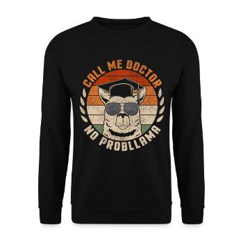 Call Me Doctor Lama Doctor Hat College Graduates - Sweat-shirt Unisexe - noir - Devant - Alina (178cm) & Michal (187cm)