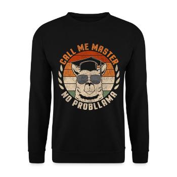Call Me Master Lama Master Hat College Graduates - Unisex Sweatshirt - black - Front - Alina (178cm) & Michal (187cm)