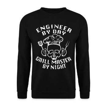 Barbecue Engineer By Day Grill Master By Night BBQ - Unisex Sweatshirt - black - Front - Alina (178cm) & Michal (187cm)