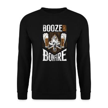Camping Booze & Bonfire Drunk - Unisex Sweatshirt - black - Front - Alina (178cm) & Michal (187cm)