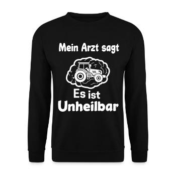 Traktor Geschenk Landwirtschaft Acker Feldarbeit - Unisex Pullover - Schwarz - Vorne - Alina (178cm) & Michal (187cm)
