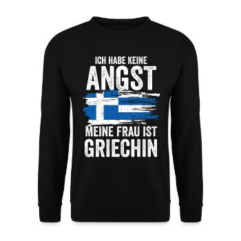 Griechische Frau Griechin Griechenland Griechen - Unisex Pullover - Schwarz - Vorne - Alina (178cm) & Michal (187cm)