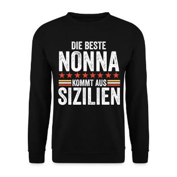 Italien Nonna Sizilien Sizilianerin Geschenk - Unisex Pullover - Schwarz - Vorne - Alina (178cm) & Michal (187cm)