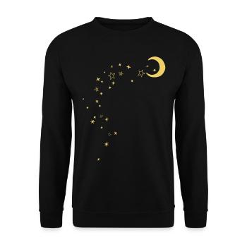 Mond und Sterne - Unisex Pullover - Schwarz - Vorne - Alina (178cm) & Michal (187cm)