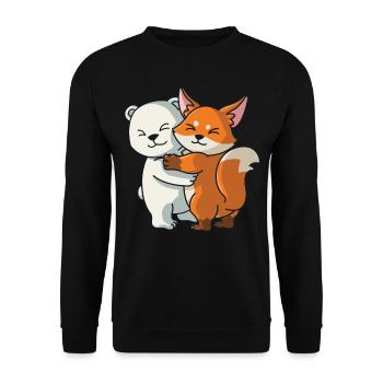 Eisbär Fuchs Liebe niedliche Tiere knuddeln - Unisex Pullover - Schwarz - Vorne - Alina (178cm) & Michal (187cm)