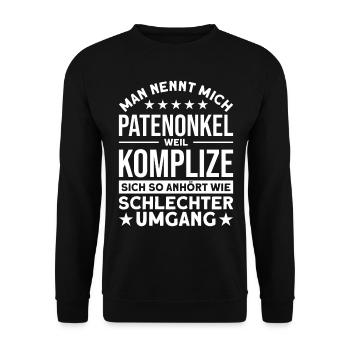 Pate Patenkind Patenonkel - Unisex Pullover - Schwarz - Vorne - Alina (178cm) & Michal (187cm)
