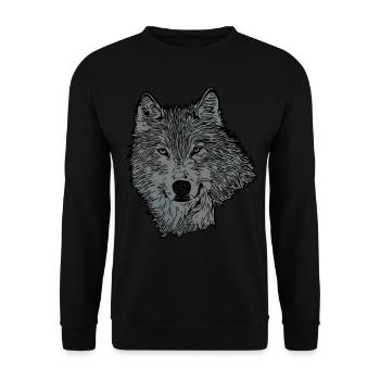 Wolf Tier Motiv - Unisex Pullover - Schwarz - Vorne - Alina (178cm) & Michal (187cm)