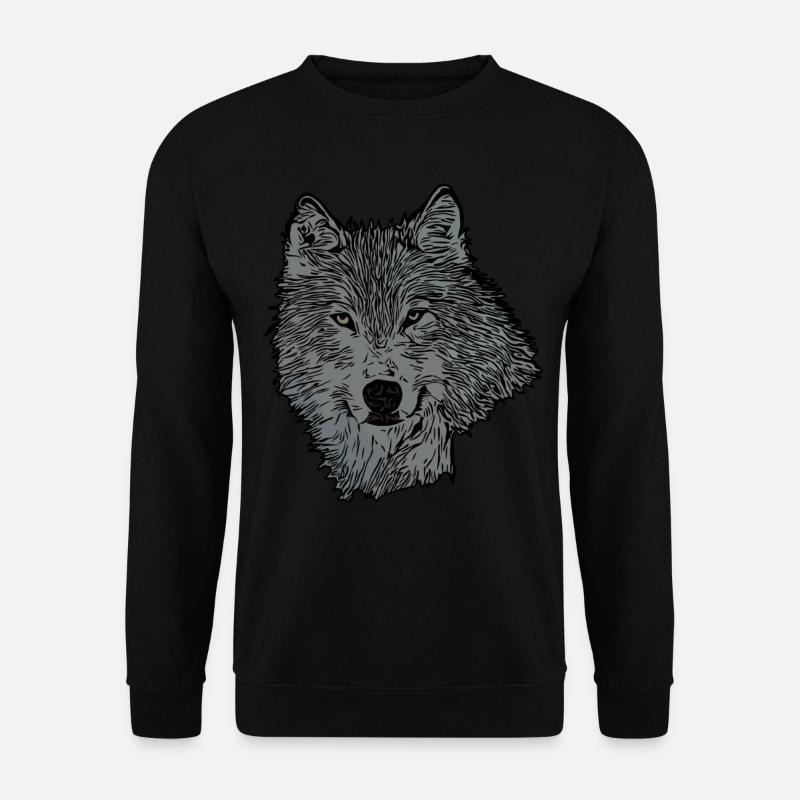 Wolf Tier Motiv - Unisex Pullover - Schwarz