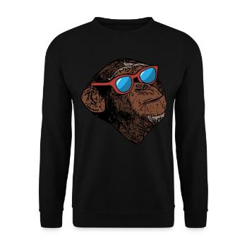 Monkeys Animal Face Monkey Sunglasses Animal Motif - Unisex Sweatshirt - black - Front - Alina (178cm) & Michal (187cm)