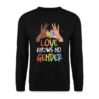 LGBT Pride Rainbow Love Knows No - Unisex Sweatshirt - black - Front - Alina (178cm) & Michal (187cm)