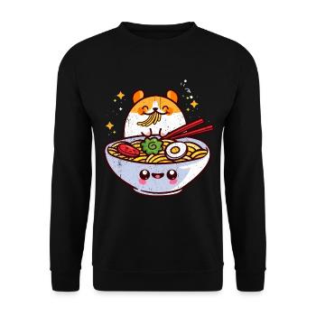 Ramen Japon Anime Nouilles Cadeau Otaku Manga - Sweat-shirt Unisexe - noir - Devant - Alina (178cm) & Michal (187cm)