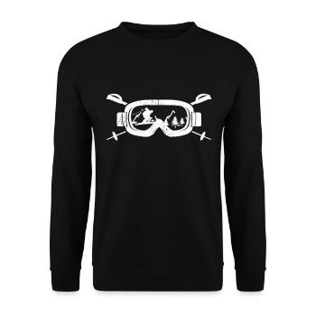 Ski Tshirt Apres Skispringen Winter Schnee Skilift - Unisex Pullover - Schwarz - Vorne - Alina (178cm) & Michal (187cm)