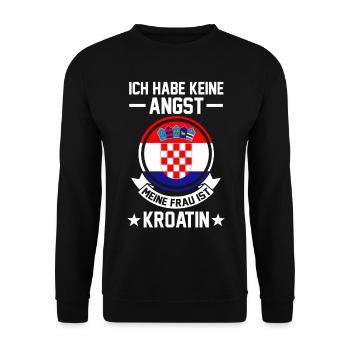 Kroate Deutscher Kroatien Deutschland Kroatisches - Unisex Pullover - Schwarz - Vorne - Alina (178cm) & Michal (187cm)