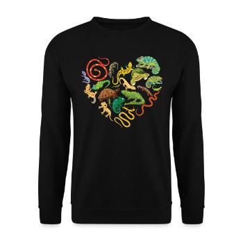 Reptile Heart Snake Lizard - Unisex Pullover - Schwarz - Vorne - Alina (178cm) & Michal (187cm)