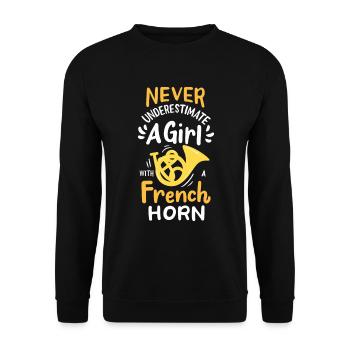 FRENCH HORN Girl With A French Horn - Sweat-shirt Unisexe - noir - Devant - Alina (178cm) & Michal (187cm)