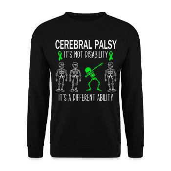 Cerebral Palsy Awareness Dabbing Green Ribbon - Unisex Sweatshirt - black - Front - Alina (178cm) & Michal (187cm)