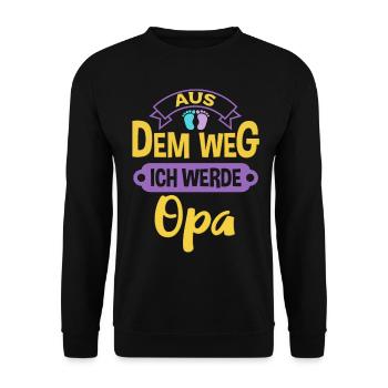 Aus dem Weg ich werde Opa Baby Ankündigung - Unisex Pullover - Schwarz - Vorne - Alina (178cm) & Michal (187cm)