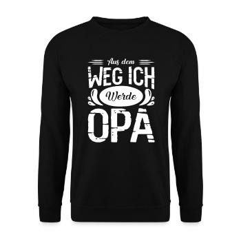 Aus dem Weg Ich werde Opa Baby - Unisex Pullover - Schwarz - Vorne - Alina (178cm) & Michal (187cm)