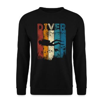 Scuba Diving Diver Vintage Retro - Unisex Pullover - Schwarz - Vorne - Alina (178cm) & Michal (187cm)