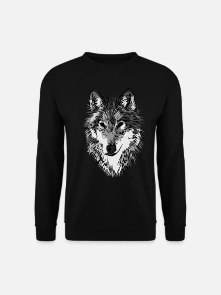Wolfsmotiv Raubtier Wolf Tiermotiv - Unisex Pullover - Schwarz