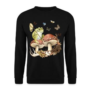 Aesthetic grenouille sur les champignons papillons nature - Sweat-shirt Unisexe - noir - Devant - Alina (178cm) & Michal (187cm)