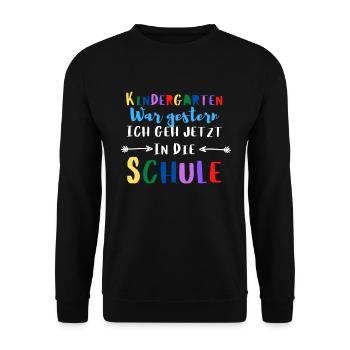 Schulanfang Schulbeginn Erstklässler 1. Schultag - Unisex Pullover - Schwarz - Vorne - Alina (178cm) & Michal (187cm)