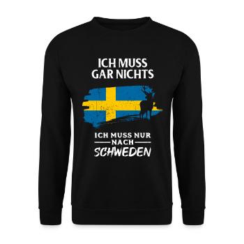 Schweden Flagge Tshirt - Unisex Pullover - Schwarz - Vorne - Alina (178cm) & Michal (187cm)