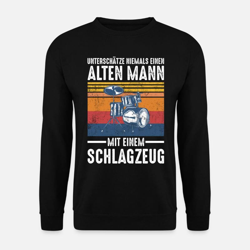 Alter Mann - Schlagzeug Schlagzeuger | Retro - Unisex Pullover - Schwarz