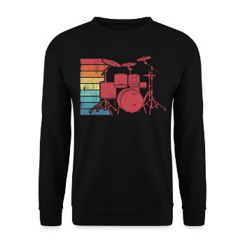 Schlagzeug Schlagzeuger Retro - Unisex Pullover - Schwarz - Vorne - Alina (178cm) & Michal (187cm)