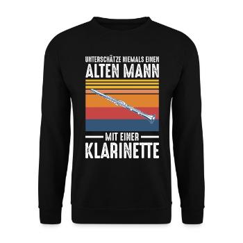 Klarinette Mann Retro Vintage - Unisex Pullover - Schwarz - Vorne - Alina (178cm) & Michal (187cm)