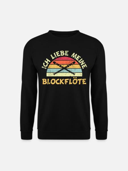 Flöte Blockflöte Retro Vintage Spruch - Unisex Pullover - Schwarz