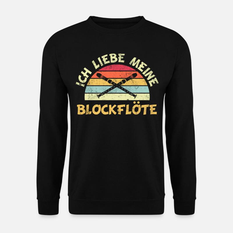 Flöte Blockflöte Retro Vintage Spruch - Unisex Pullover - Schwarz