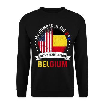 Belgian American Flag Belgian Roots USA Citizen - Sweat-shirt Unisexe - noir - Devant - Alina (178cm) & Michal (187cm)