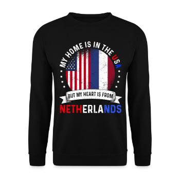 Dutch American Flag Dutch Roots USA Citizen - Unisex Pullover - Schwarz - Vorne - Alina (178cm) & Michal (187cm)