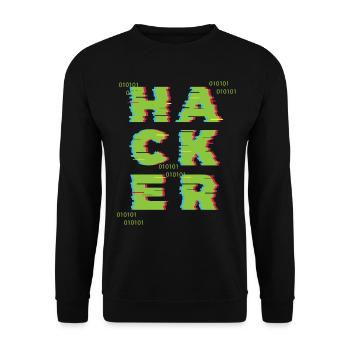 Hacker 0101 - Sweat-shirt Unisexe - noir - Devant - Alina (178cm) & Michal (187cm)