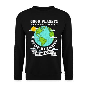 Protection du climat Changement climatique Crise climatique Écologie - Sweat-shirt Unisexe - noir - Devant - Alina (178cm) & Michal (187cm)