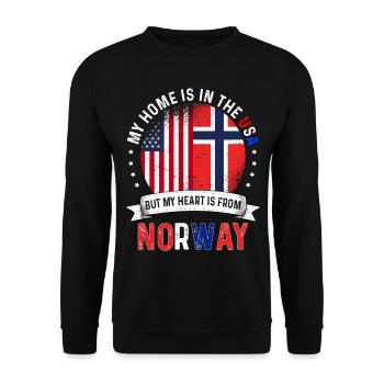 Norwegian American Flag Norwegian Roots USA - Unisex Sweatshirt - black - Front - Alina (178cm) & Michal (187cm)