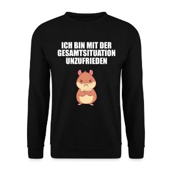 Hamster Mit der Gesamtsituation unzufrieden - Unisex Pullover - Schwarz - Vorne - Alina (178cm) & Michal (187cm)