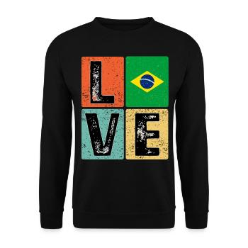 I Love Brazil flag for Brazilian pride - Unisex Sweatshirt - black - Front - Alina (178cm) & Michal (187cm)