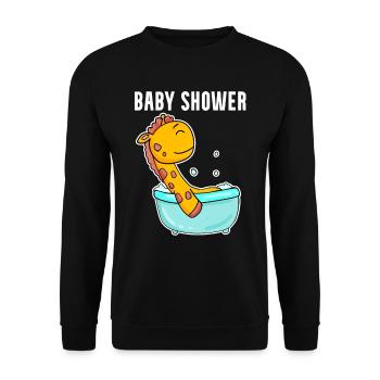 Baby Shower Giraffe Bathtub - Unisex Sweatshirt - black - Front - Alina (178cm) & Michal (187cm)