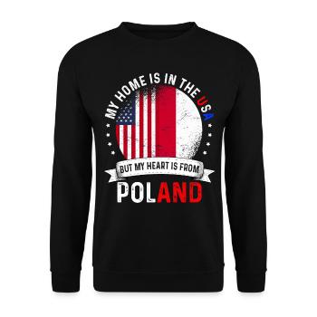 Polish American Flag Polish Roots USA Citizen - Unisex Sweatshirt - black - Front - Alina (178cm) & Michal (187cm)