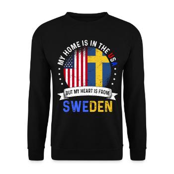 Swedish American Flag Swedish Roots USA Citizen - Sweat-shirt Unisexe - noir - Devant - Alina (178cm) & Michal (187cm)