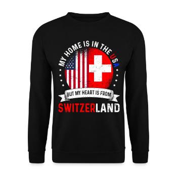 Swiss American Flag Swiss Roots USA Citizen - Sweat-shirt Unisexe - noir - Devant - Alina (178cm) & Michal (187cm)