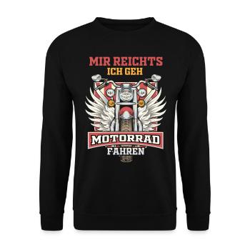 Mir reichts ich geh Motorrad fahren - Unisex Pullover - Schwarz - Vorne - Alina (178cm) & Michal (187cm)