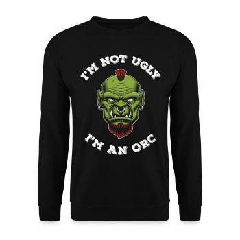 Pas laid Je suis Orc - Sweat-shirt Unisexe - noir - Devant - Alina (178cm) & Michal (187cm)