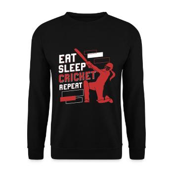 Cricket Game Eat Sleep Cricket Repeat - Unisex Sweatshirt - black - Front - Alina (178cm) & Michal (187cm)