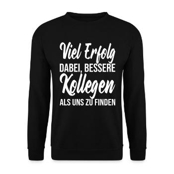 Abschiedsgeschenk Kollegen Jobwechsel - Unisex Pullover - Schwarz - Vorne - Alina (178cm) & Michal (187cm)