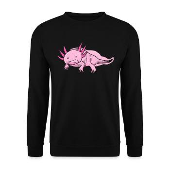 Axolotl Larve Kuffig Aquarium Molch Lurch Geschenk - Unisex Pullover - Schwarz - Vorne - Alina (178cm) & Michal (187cm)