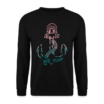 Anker See Meer - Unisex Pullover - Schwarz - Vorne - Alina (178cm) & Michal (187cm)