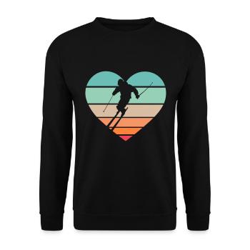 Ski Fahren Ski Fahrer Ski Wintersportler Herz - Unisex Pullover - Schwarz - Vorne - Alina (178cm) & Michal (187cm)